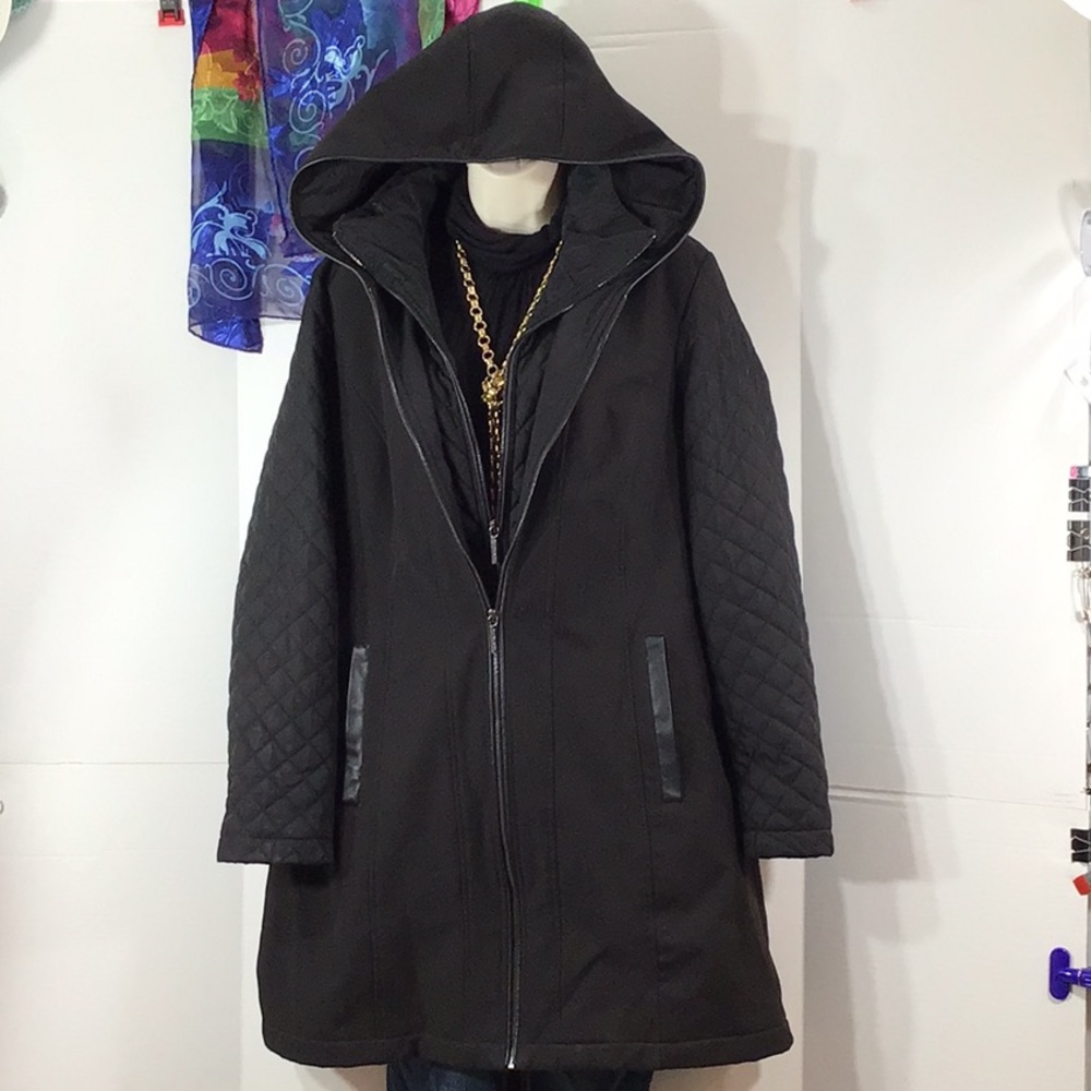 Michael Michael Kors black layered look long jacket L